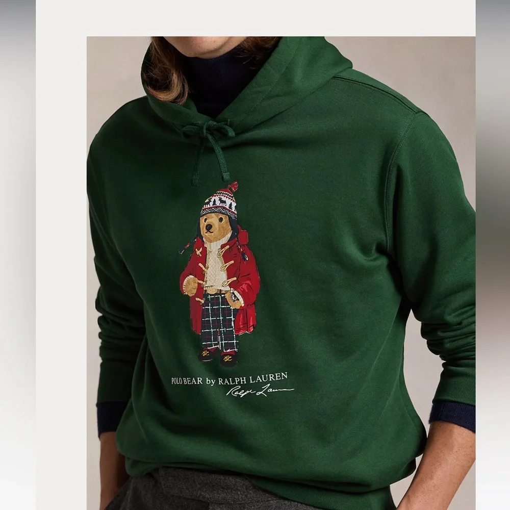 💚🐻 NEW WITH TAGS🐻💚 Polo Bear Fleece Hoodie Size M - Picture 4 of 9
